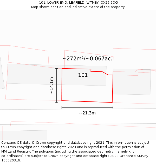 101, LOWER END, LEAFIELD, WITNEY, OX29 9QG: Plot and title map