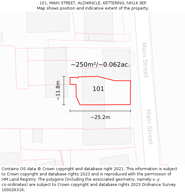 101, MAIN STREET, ALDWINCLE, KETTERING, NN14 3EP: Plot and title map