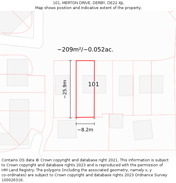 101, MERTON DRIVE, DERBY, DE22 4JL: Plot and title map