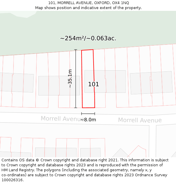 101, MORRELL AVENUE, OXFORD, OX4 1NQ: Plot and title map