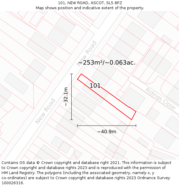 101, NEW ROAD, ASCOT, SL5 8PZ: Plot and title map