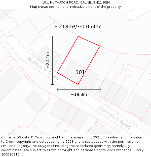 101, NUTHATCH ROAD, CALNE, SN11 9SH: Plot and title map