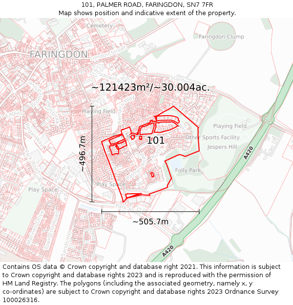 101, PALMER ROAD, FARINGDON, SN7 7FR: Plot and title map