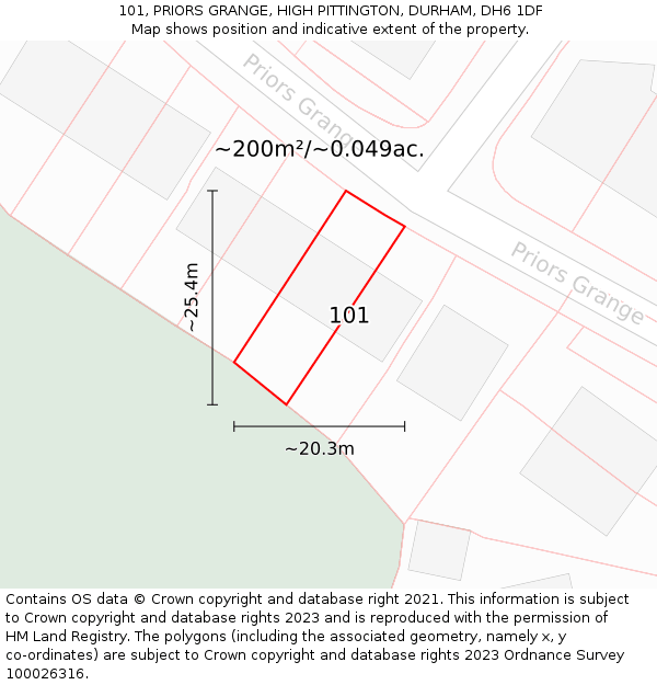 101, PRIORS GRANGE, HIGH PITTINGTON, DURHAM, DH6 1DF: Plot and title map