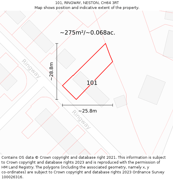 101, RINGWAY, NESTON, CH64 3RT: Plot and title map