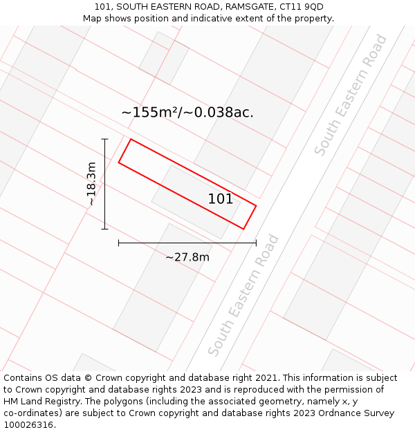 101, SOUTH EASTERN ROAD, RAMSGATE, CT11 9QD: Plot and title map