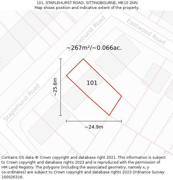 101, STAPLEHURST ROAD, SITTINGBOURNE, ME10 2NN: Plot and title map