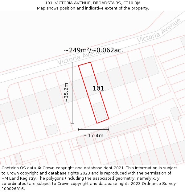 101, VICTORIA AVENUE, BROADSTAIRS, CT10 3JA: Plot and title map