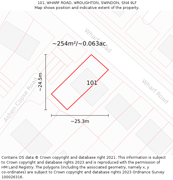 101, WHARF ROAD, WROUGHTON, SWINDON, SN4 9LF: Plot and title map