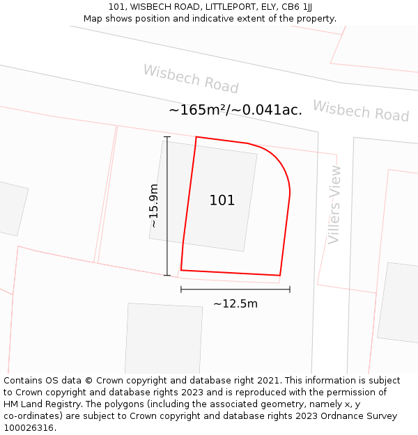 101, WISBECH ROAD, LITTLEPORT, ELY, CB6 1JJ: Plot and title map