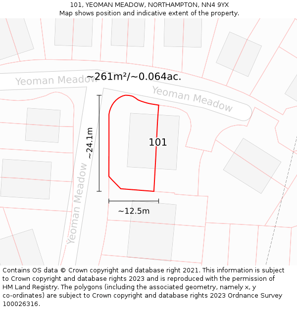 101, YEOMAN MEADOW, NORTHAMPTON, NN4 9YX: Plot and title map