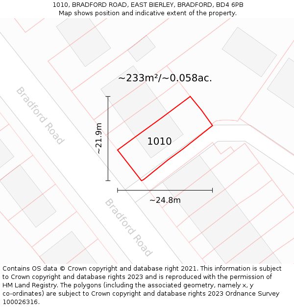 1010, BRADFORD ROAD, EAST BIERLEY, BRADFORD, BD4 6PB: Plot and title map