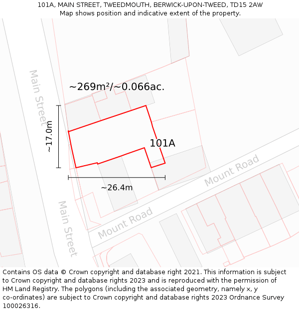 101A, MAIN STREET, TWEEDMOUTH, BERWICK-UPON-TWEED, TD15 2AW: Plot and title map