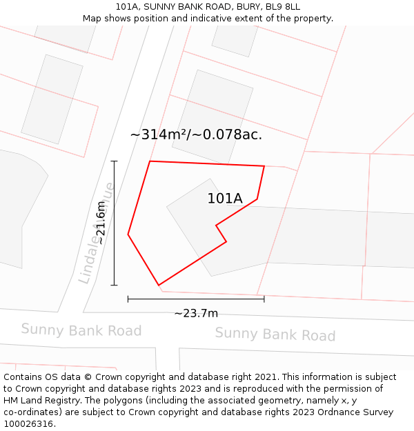 101A, SUNNY BANK ROAD, BURY, BL9 8LL: Plot and title map