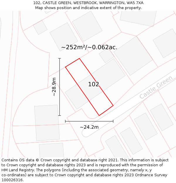 102, CASTLE GREEN, WESTBROOK, WARRINGTON, WA5 7XA: Plot and title map