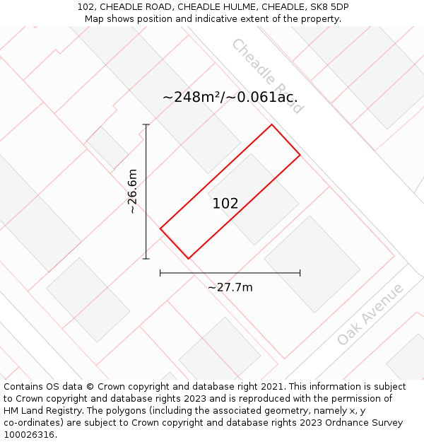 102, CHEADLE ROAD, CHEADLE HULME, CHEADLE, SK8 5DP: Plot and title map