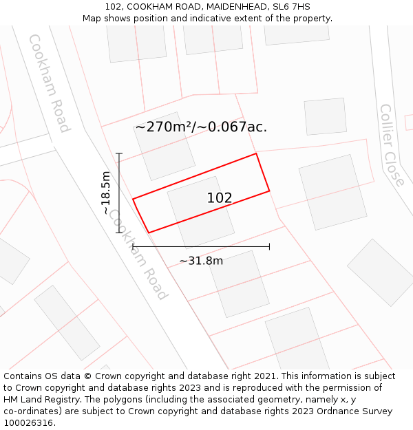 102, COOKHAM ROAD, MAIDENHEAD, SL6 7HS: Plot and title map