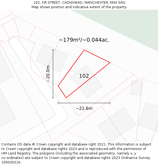 102, FIR STREET, CADISHEAD, MANCHESTER, M44 5AG: Plot and title map