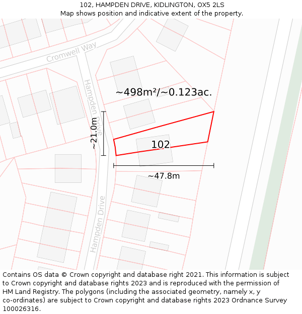 102, HAMPDEN DRIVE, KIDLINGTON, OX5 2LS: Plot and title map