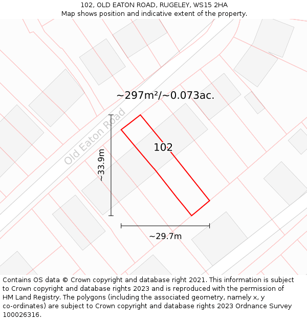 102, OLD EATON ROAD, RUGELEY, WS15 2HA: Plot and title map