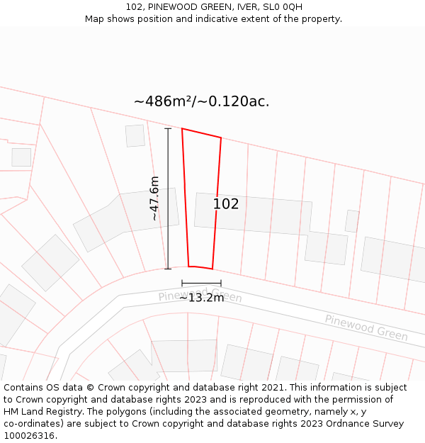 102, PINEWOOD GREEN, IVER, SL0 0QH: Plot and title map