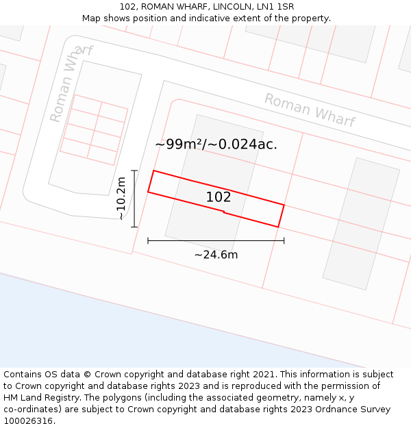 102, ROMAN WHARF, LINCOLN, LN1 1SR: Plot and title map