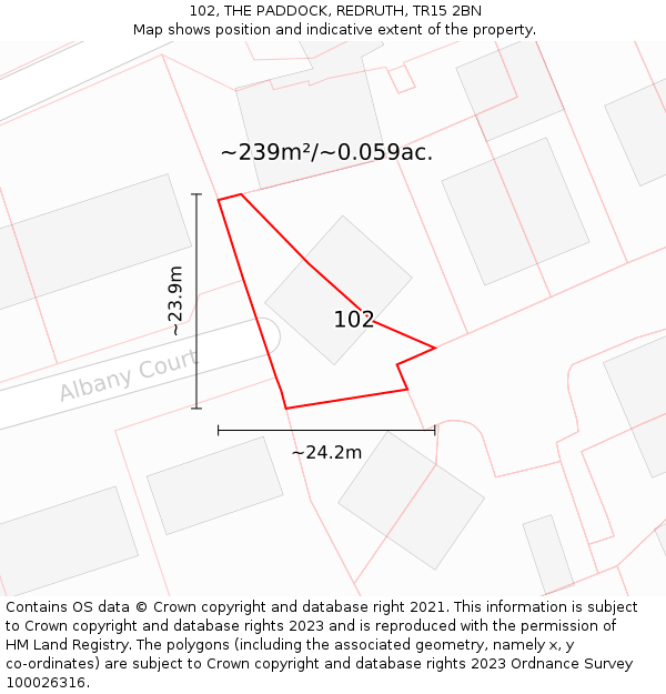 102, THE PADDOCK, REDRUTH, TR15 2BN: Plot and title map