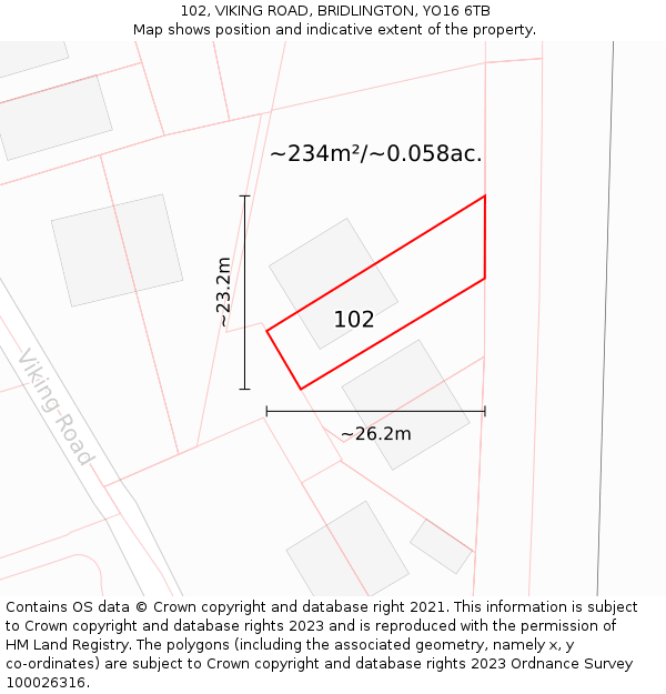 102, VIKING ROAD, BRIDLINGTON, YO16 6TB: Plot and title map