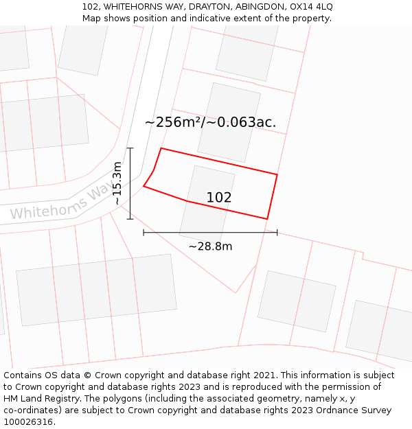 102, WHITEHORNS WAY, DRAYTON, ABINGDON, OX14 4LQ: Plot and title map