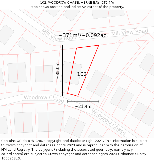 102, WOODROW CHASE, HERNE BAY, CT6 7JW: Plot and title map