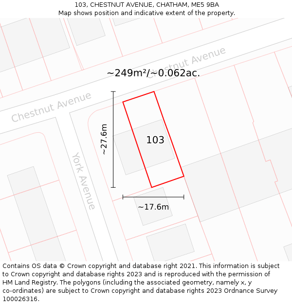 103, CHESTNUT AVENUE, CHATHAM, ME5 9BA: Plot and title map