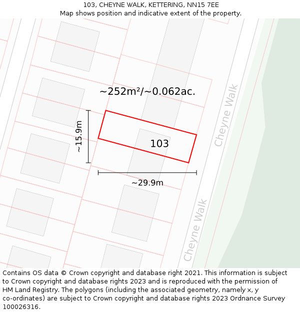 103, CHEYNE WALK, KETTERING, NN15 7EE: Plot and title map