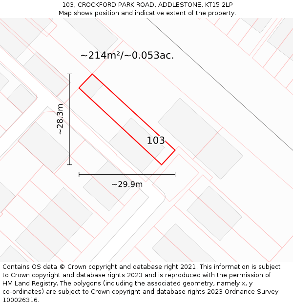 103, CROCKFORD PARK ROAD, ADDLESTONE, KT15 2LP: Plot and title map