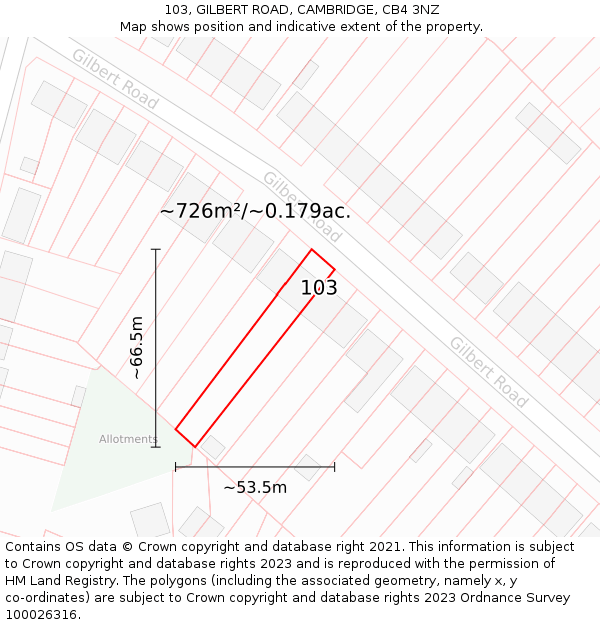 103, GILBERT ROAD, CAMBRIDGE, CB4 3NZ: Plot and title map