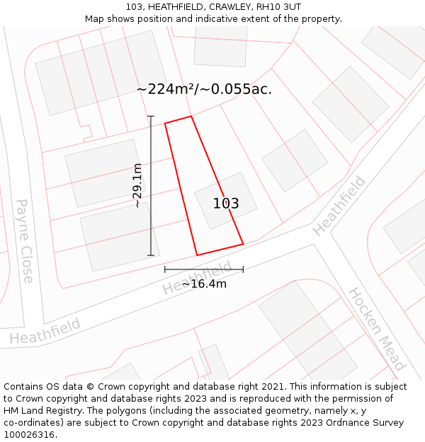 103, HEATHFIELD, CRAWLEY, RH10 3UT: Plot and title map