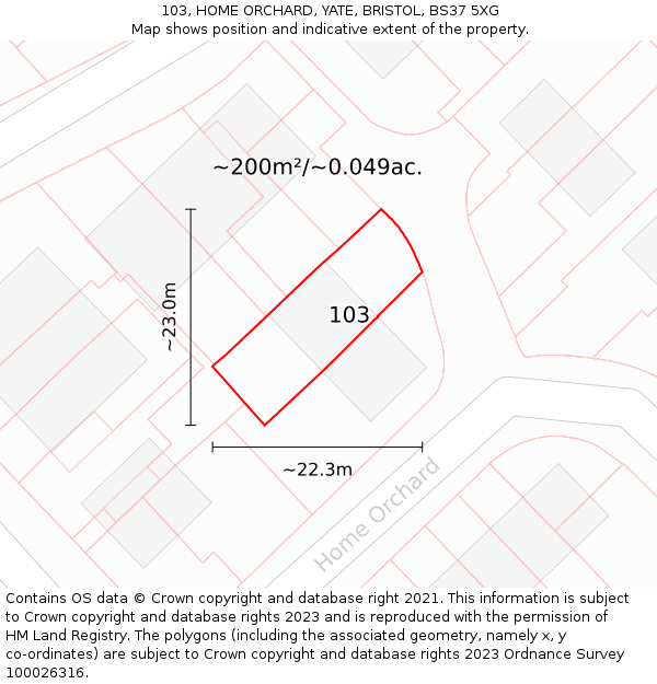 103, HOME ORCHARD, YATE, BRISTOL, BS37 5XG: Plot and title map