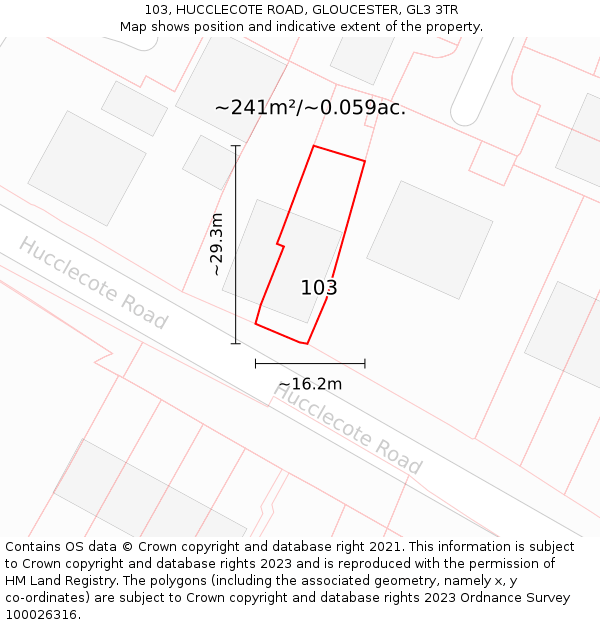 103, HUCCLECOTE ROAD, GLOUCESTER, GL3 3TR: Plot and title map