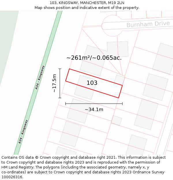 103, KINGSWAY, MANCHESTER, M19 2LN: Plot and title map