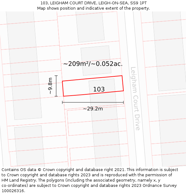 103, LEIGHAM COURT DRIVE, LEIGH-ON-SEA, SS9 1PT: Plot and title map