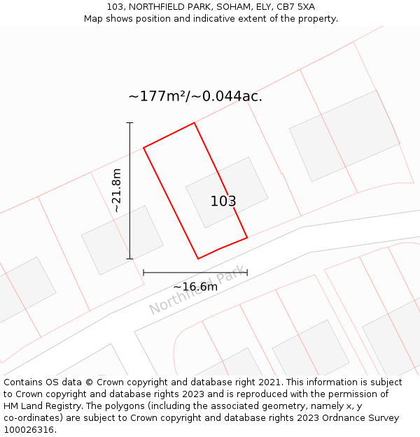 103, NORTHFIELD PARK, SOHAM, ELY, CB7 5XA: Plot and title map