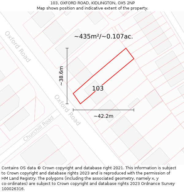103, OXFORD ROAD, KIDLINGTON, OX5 2NP: Plot and title map