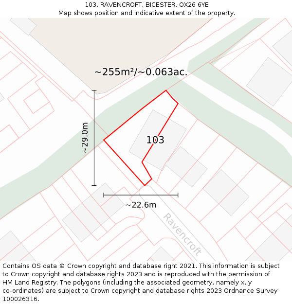 103, RAVENCROFT, BICESTER, OX26 6YE: Plot and title map