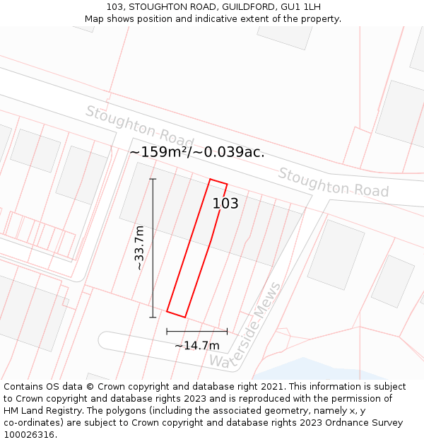 103, STOUGHTON ROAD, GUILDFORD, GU1 1LH: Plot and title map