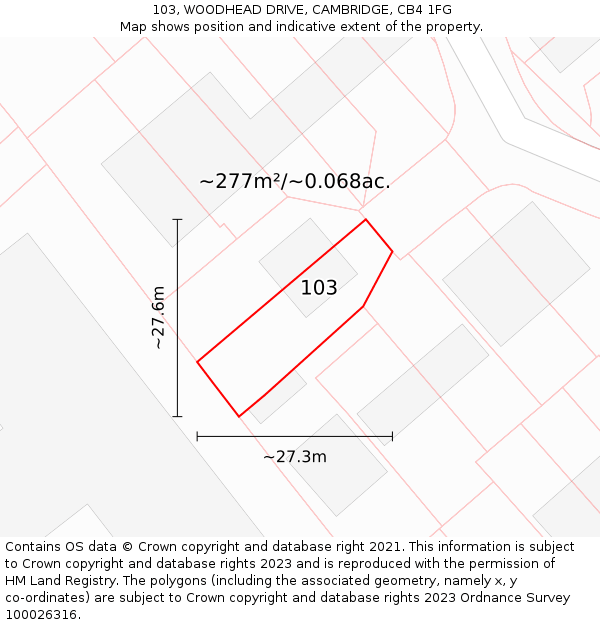 103, WOODHEAD DRIVE, CAMBRIDGE, CB4 1FG: Plot and title map