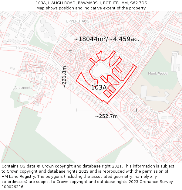 103A, HAUGH ROAD, RAWMARSH, ROTHERHAM, S62 7DS: Plot and title map