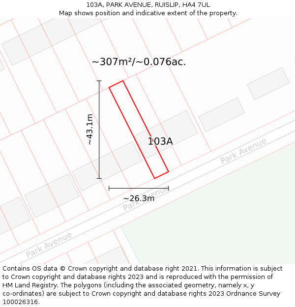 103A, PARK AVENUE, RUISLIP, HA4 7UL: Plot and title map