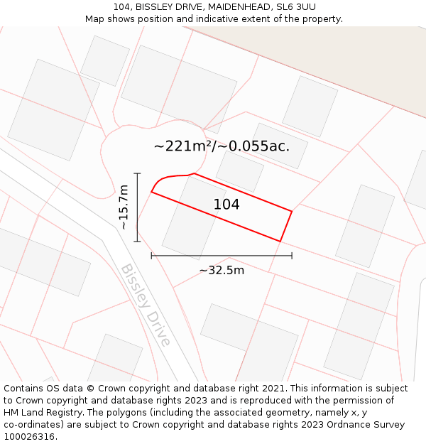 104, BISSLEY DRIVE, MAIDENHEAD, SL6 3UU: Plot and title map