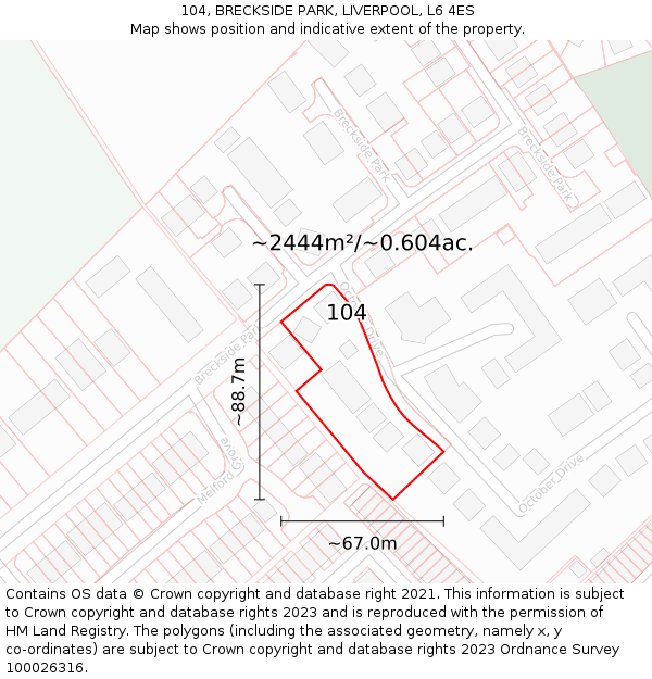 104, BRECKSIDE PARK, LIVERPOOL, L6 4ES: Plot and title map