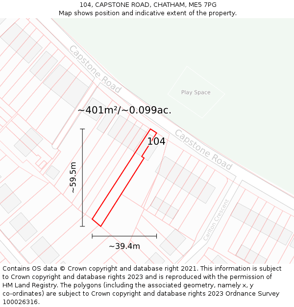 104, CAPSTONE ROAD, CHATHAM, ME5 7PG: Plot and title map