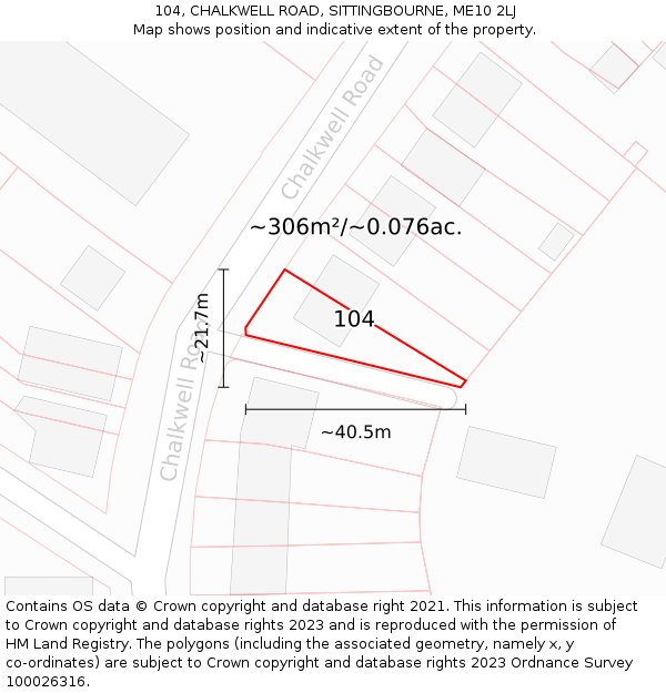 104, CHALKWELL ROAD, SITTINGBOURNE, ME10 2LJ: Plot and title map